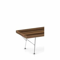 Herman Miller Nelson™ Platform Bench With Chrome Legs - Large -Asientos Comercio Closeup walnut