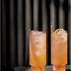 Ferm LIVING VASOS RIPPLE ALTOS 4 SET 8 Ferm LIVING VASOS RIPPLE ALTOS 4 SET -Asientos Comercio FERM RIPPLE LONG DRINK GLASSES TRANSPARENT 6