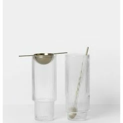 Ferm LIVING VASOS RIPPLE ALTOS 4 SET 9 Ferm LIVING VASOS RIPPLE ALTOS 4 SET -Asientos Comercio FERM RIPPLE LONG DRINK GLASSES TRANSPARENT 8